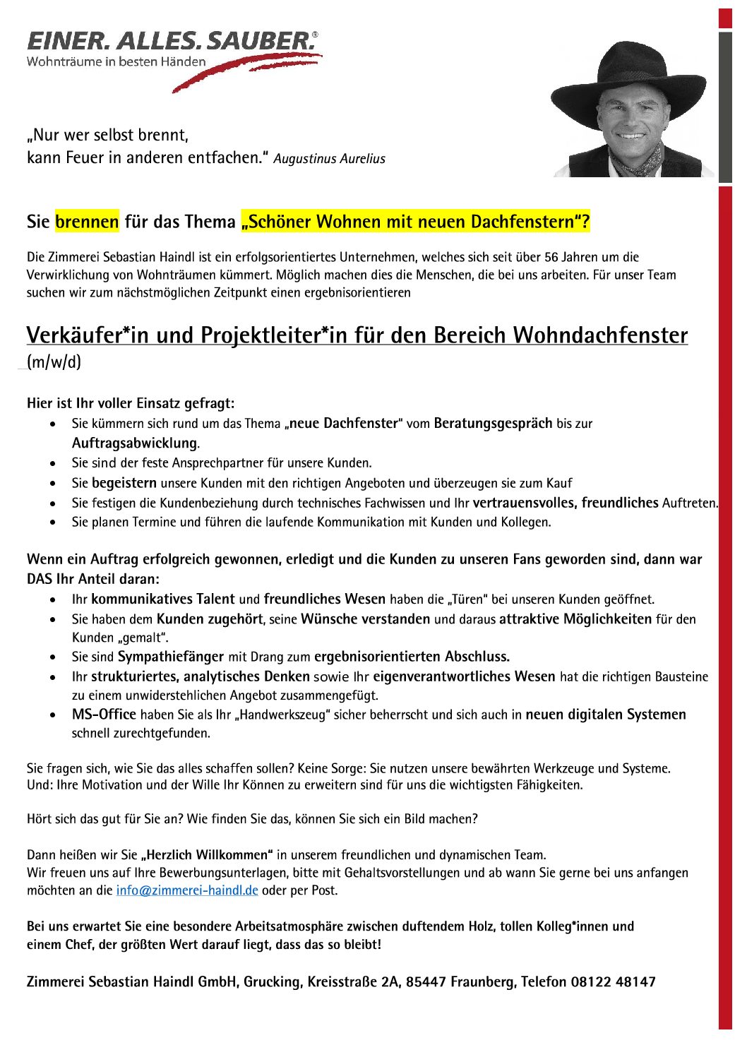 Stellenausschreibung WDF-1